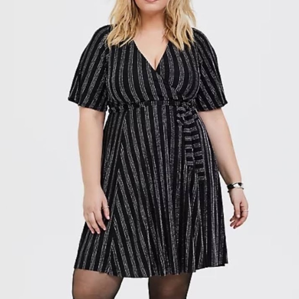 Torrid Glitter Stripe Wrap Dress